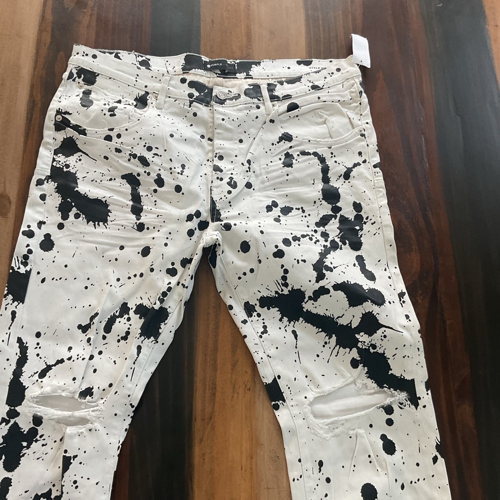 Stylish Black and White Splatter Men Jeans